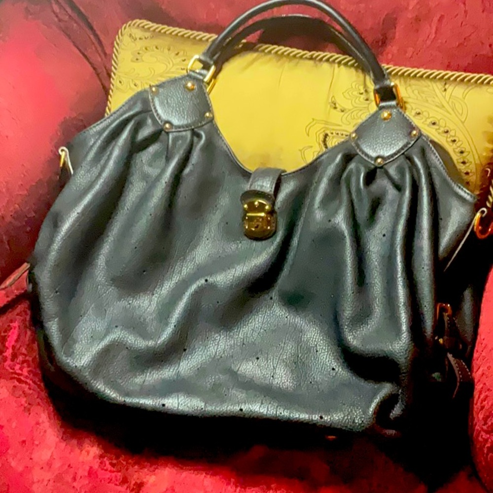 AUTHENTIC LV Mahina Black Leather Handbag